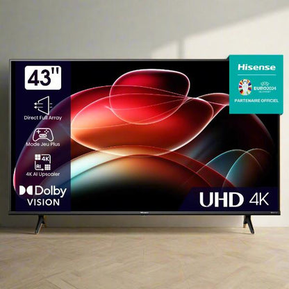 TV LED  HISENSE 43" SMART ULTRA HD 4K43A6K - 2 ANS GARANTIE