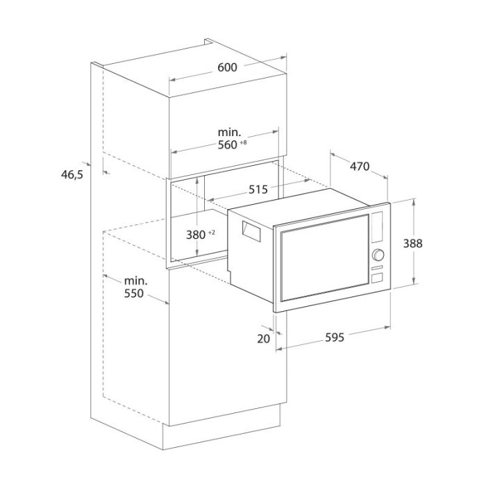 MICRO ONDE ENCASTRABLE 20 LITRES FOCUS F23B - NOIR