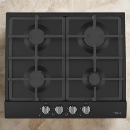 PLAQUE DE CUISSON 4 FEUX 60CM FONTE FOCUS F408B - NOIR