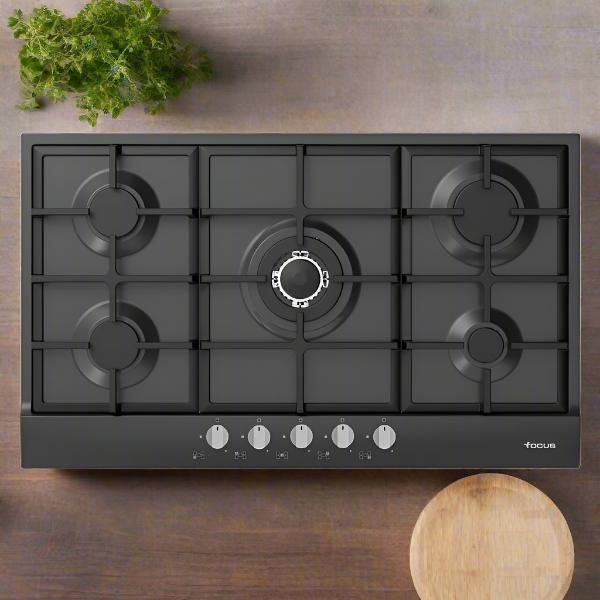 PLAQUE DE CUISSON 5 FEUX 86 CM  FONTE FOCUS F4789B - NOIR