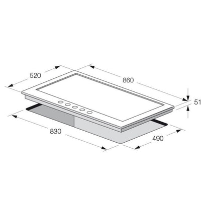 PLAQUE DE CUISSON 5 FEUX 86CM FONTE FONTE F4789X - INOX