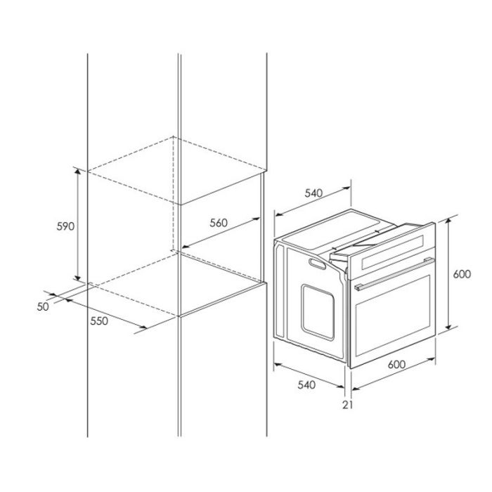 FOUR ENCASTRABLE VENTILE 6 PROGRAMMES FOCUS F525X - INOX