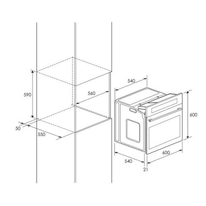 FOUR ENCASTRABLE VENTILE 6 PROGRAMMES FOCUS F525X - INOX