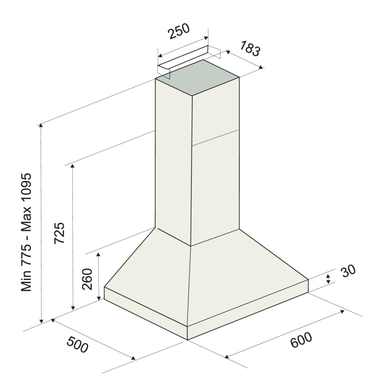 HOTTE PYRAMIDALE 60CM FOCUS F605B - NOIR