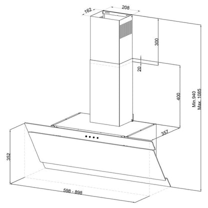 HOTTE DESIGN 60CM FOCUS F620B - NOIR