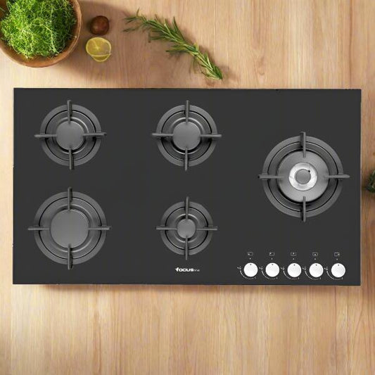 PLAQUE DE CUISSON 5 FEUX 90CM FONTE FOCUS F8179B - VITRO NOIR