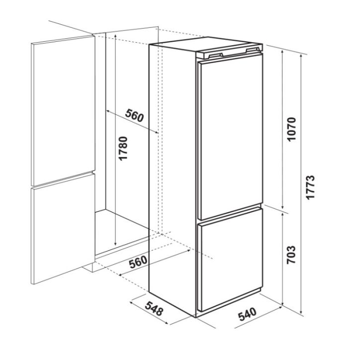 REFRIGERATEUR COMBINE ENCASTRABLE NO-FROST 252 LITRES FOCUS LINE FILO3600