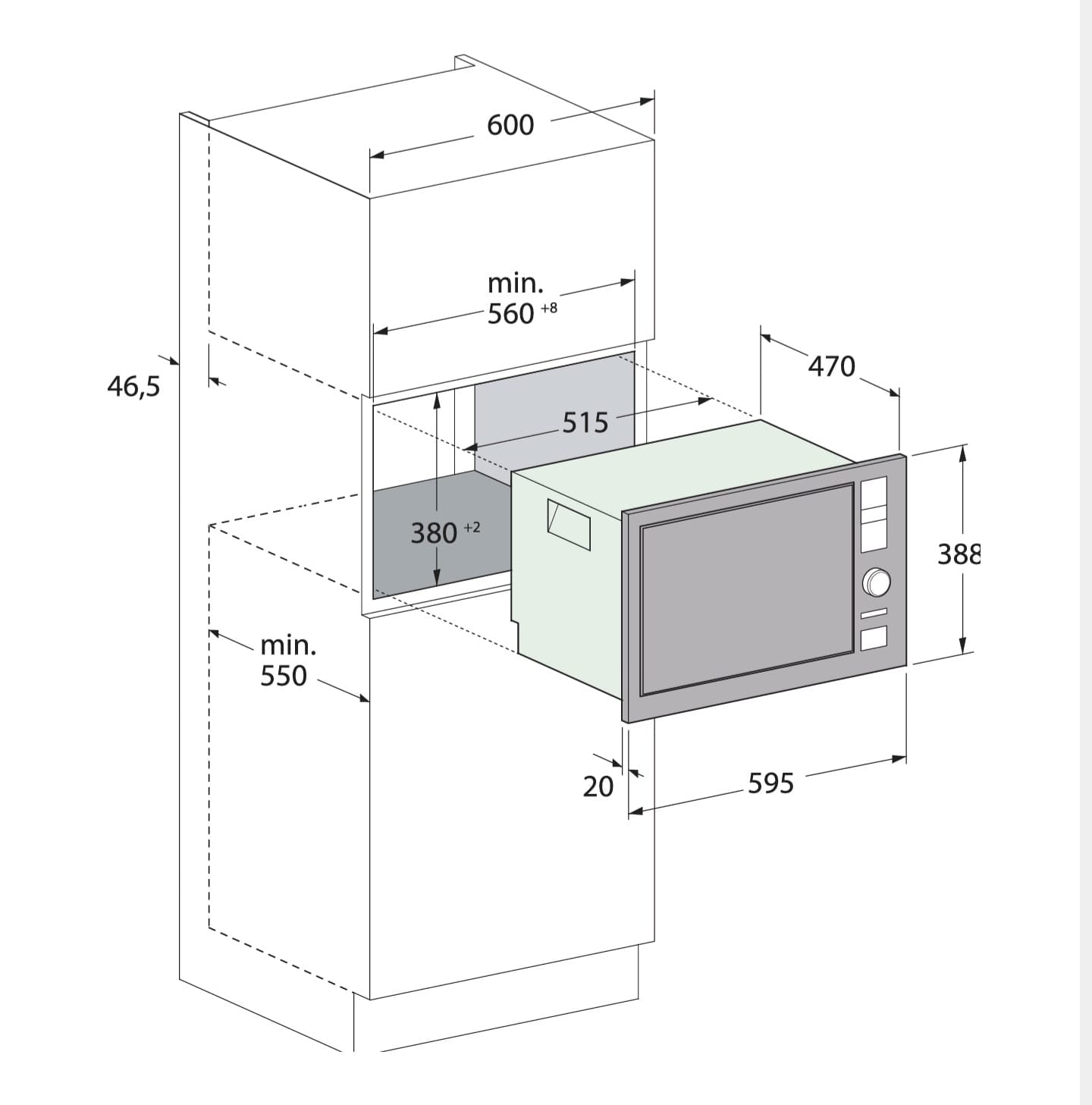 MICRO ONDE ENCASTRABLE 25 LITRES TACTILE FOCUS QUADRA50- INOX