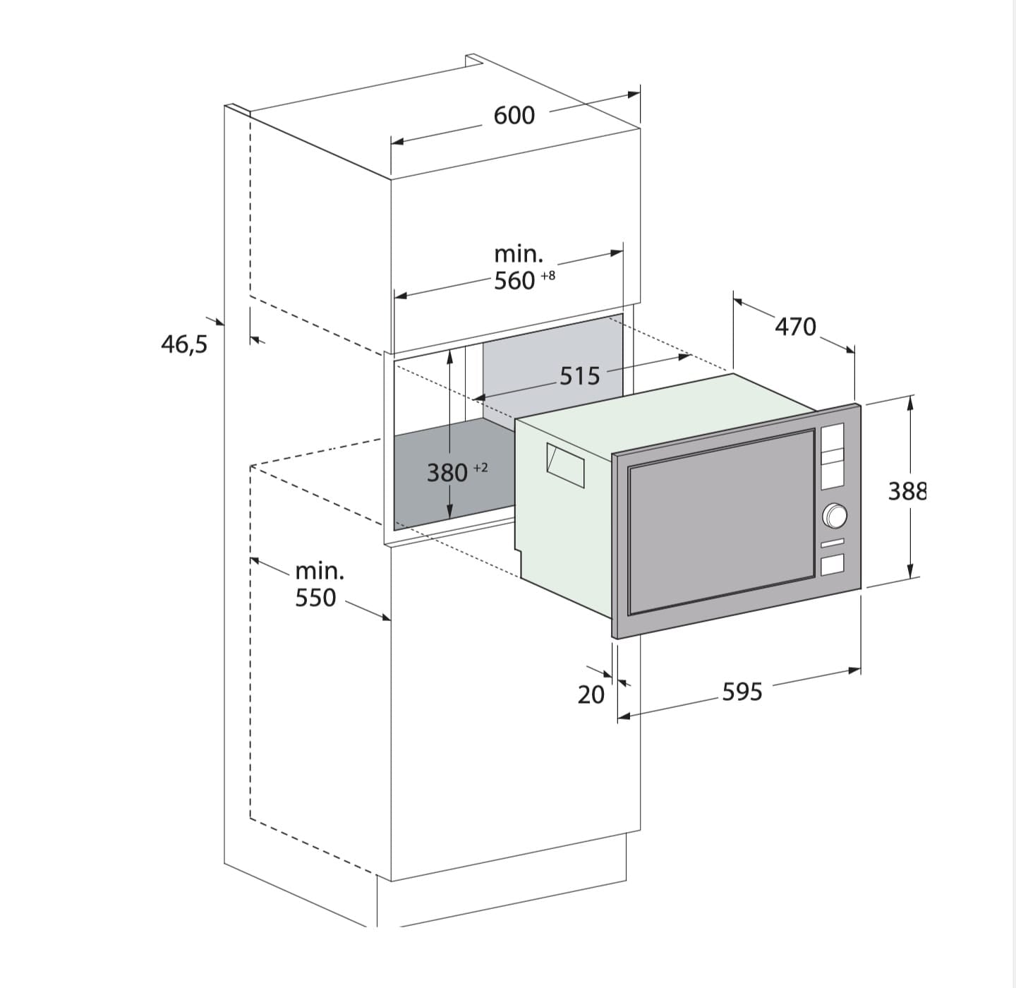 MICRO ONDE ENCASTRABLE 25 LITRES TACTILE FOCUS LINE SMAT30- DARK INOX