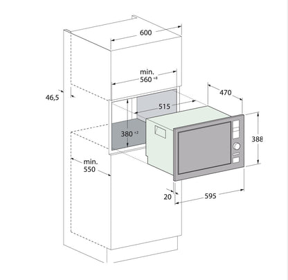 MICRO ONDE ENCASTRABLE 25 LITRES TACTILE FOCUS LINE SMAT30- DARK INOX