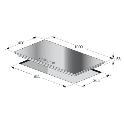 PLAQUE DE CUISSON 4 FEUX 100CM FONTE THERMOCOUPLE FOCUS LINE  SOFT104 - VITRO NOIR