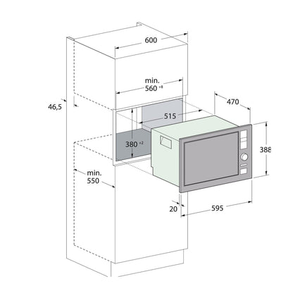 MICRO ONDE ENCASTRABLE 25 LITRES TACTILE FOCUS LINE SOFT40- VITRO NOIR