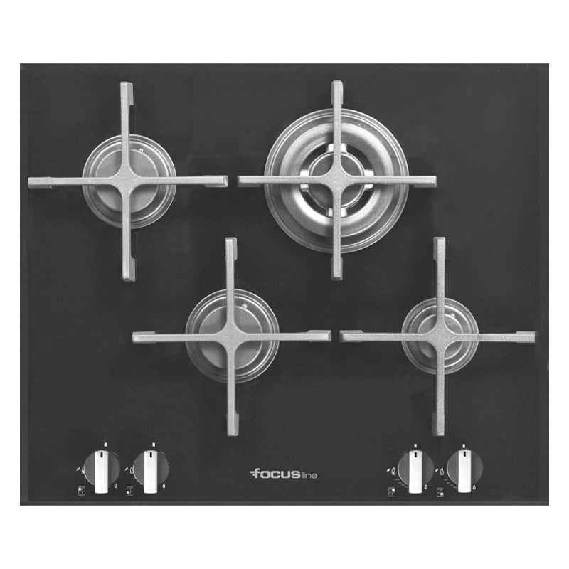 PLAQUE DE CUISSON 4FEUX 60 CM FONTE THERMOCOUPLE FOCUS SOFT60 - VITRO NOIR