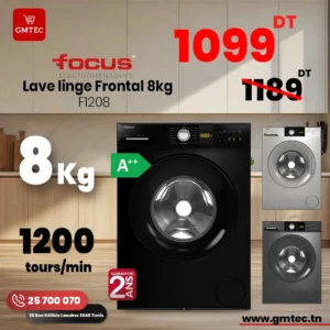 MACHINE A LAVER FRONTAL 8KG FOCUS F1208N- NOIR