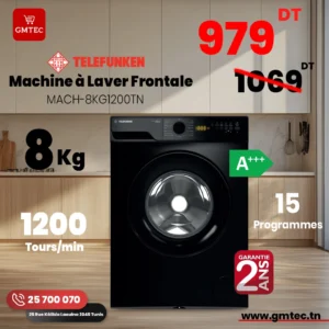 MACHINE A LAVER 8KG 1200 TRS TELEFUNKEN -NOIR