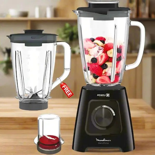 BLENDER MOULINEX 600W AVEC 2 BOLS + MOULIN - NOIR MOULINEX