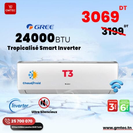 climatiseur gree 24000 btu inverter wifi chaud froid t3 tunisie