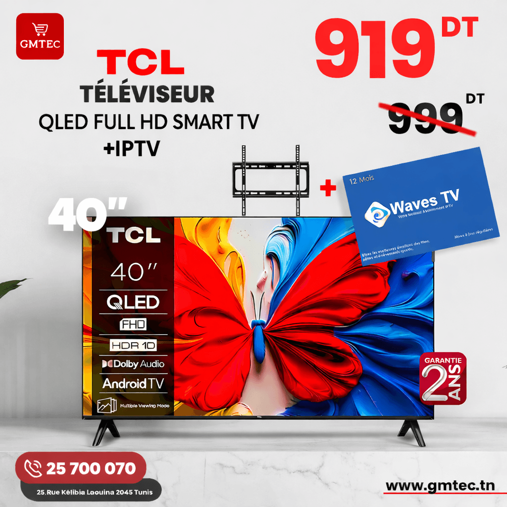 tv tcl 40 pouces qled smart google tv 40s5k