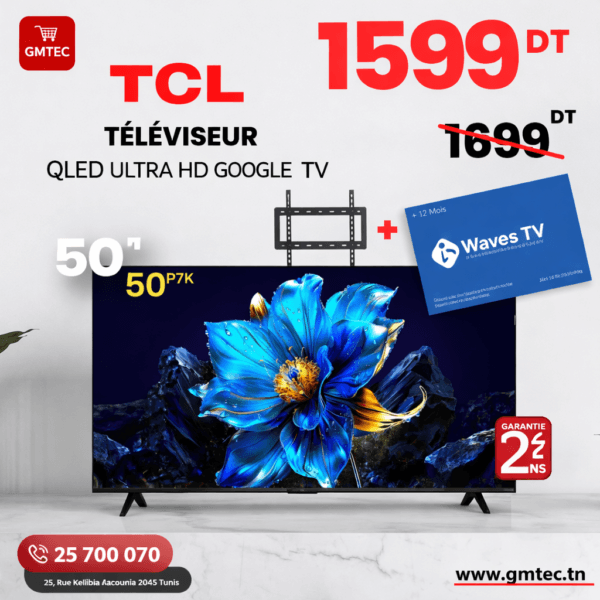 tv tcl 50 pouces qled 4k smart google tv 50p7k