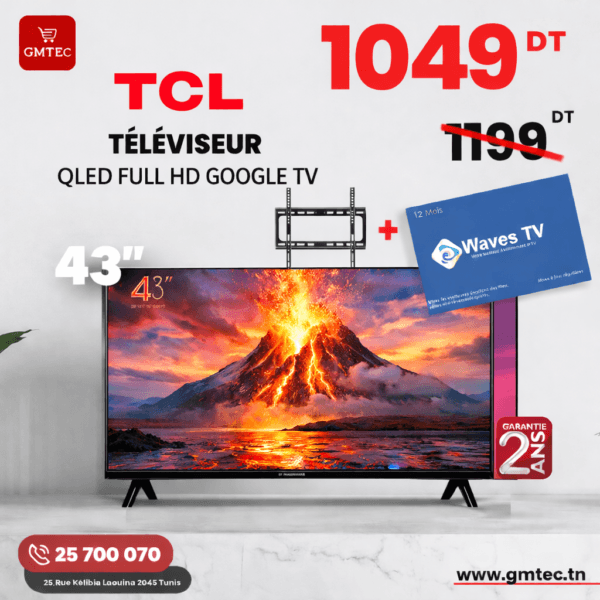 tv tcl 43 pouces qled smart google tv 43s5k