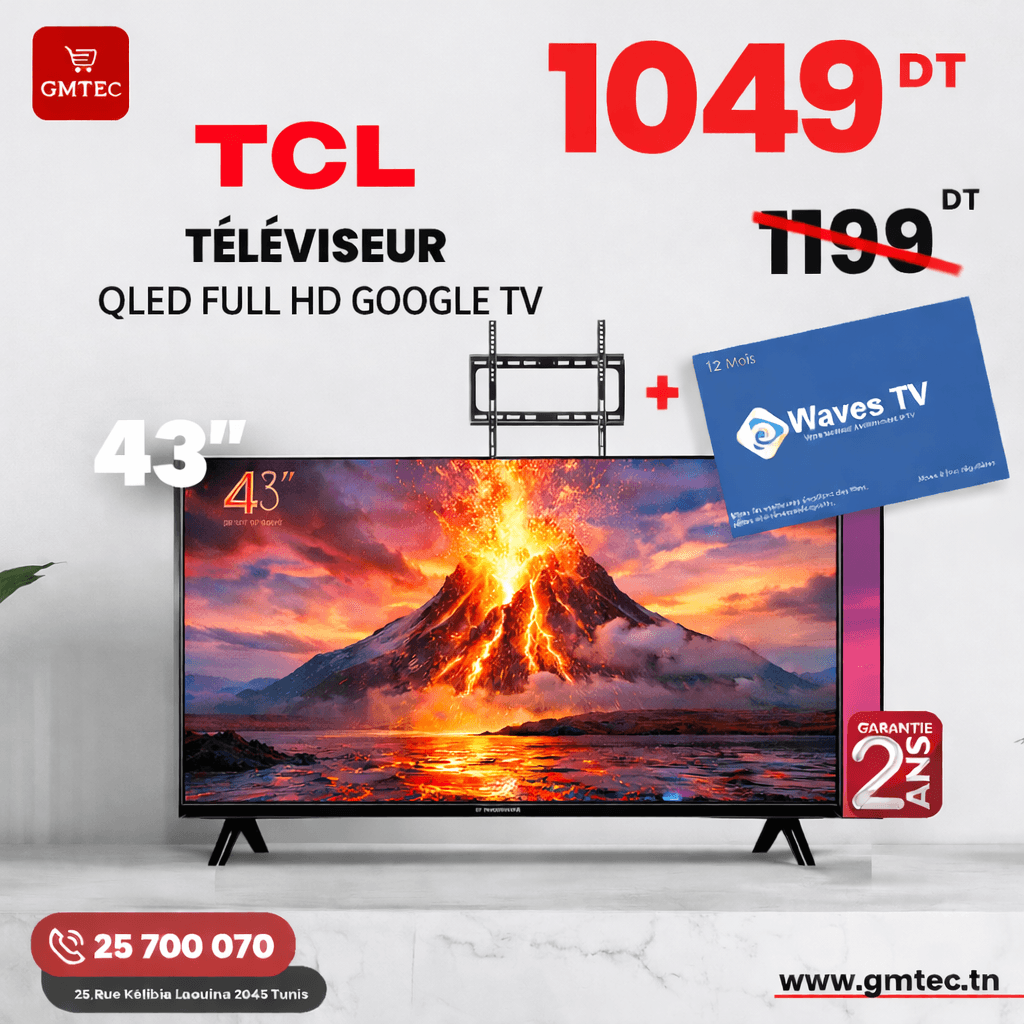 tv tcl 43 pouces qled smart google tv 43s5k