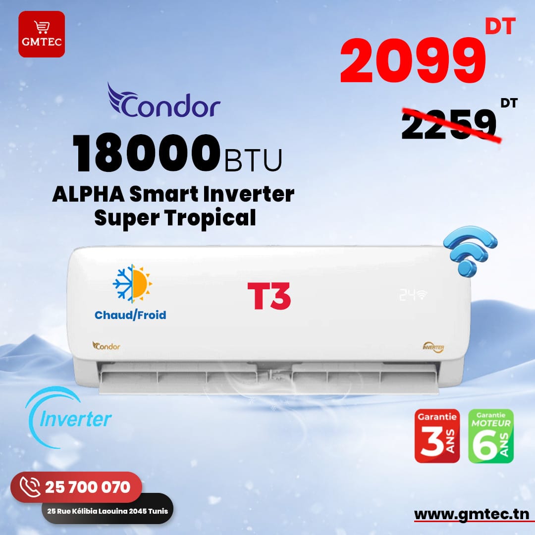 Climatiseur Condor 18000 BTU Inverter Alpha Smart