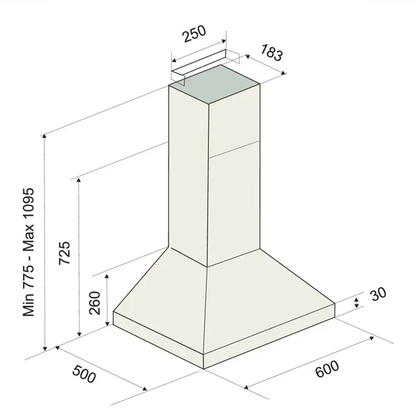 HOTTE PYRAMIDALE 60CM FOCUS F605B - NOIR – Image 2