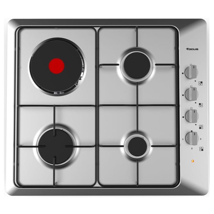 PLAQUE DE CUISSON 3 FEUX GAZ + 1 FOYER ELECTRIQUE 60CM FOCUS F806X - INOX