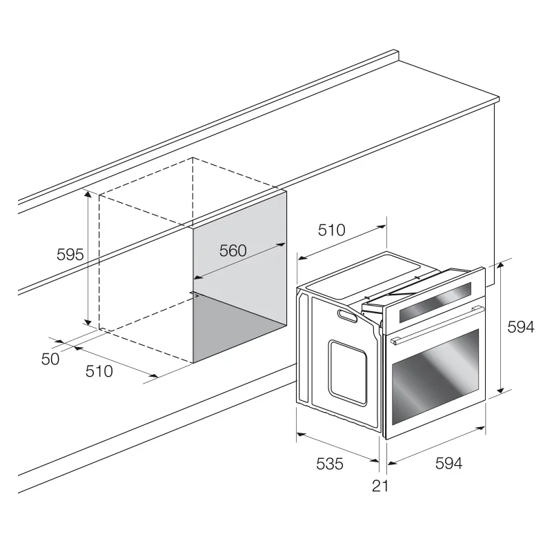Four Encastrable Gaz/Gaz Ventilé FOCUS F536B – 7 Programmes – 60 cm – Noir – Image 2