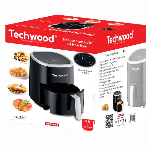 FRITEUSE SANS HUILE 3.5 LITRES TECHWOOD TFR358SHD - NOIR – Image 2