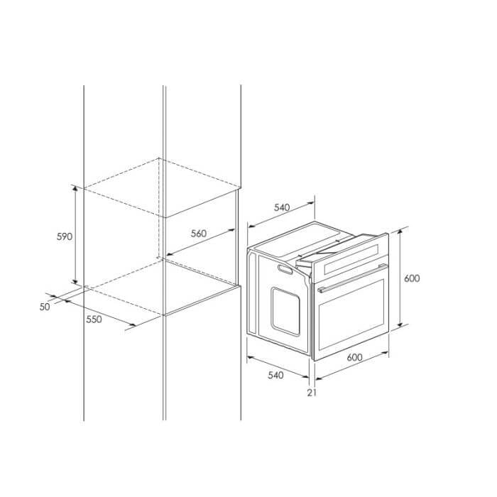 Four Encastrable FOCUS F721X – 65 L – 12 Programmes – Chaleur Tournante – Inox – Image 2