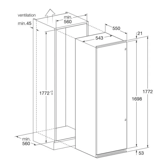 REFRIGERATEUR TOUT UTILE ENCASTRABLE 315 LITRES FOCUS LINE FILO3000 – Image 2